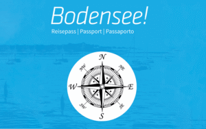 Grafik mit Kompass und dem Schriftzug Bodensee!