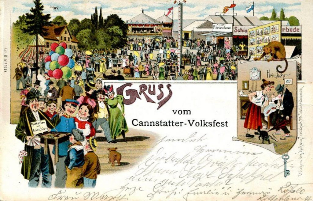 Was hat ein Vulkanausbruch mit Deutschlands zweitgrößtem Volksfest zu tun? Die erstaunliche Geschichte des Cannstatter Volksfestes! Gruss vom Canstatter Volksfest 1900