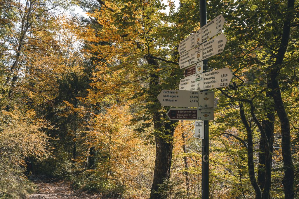 Die Anderweg im Hochschwarzwald sind hervoragent Beschildrt: Hier die Wander-Wegweiser in der Wutachschlucht