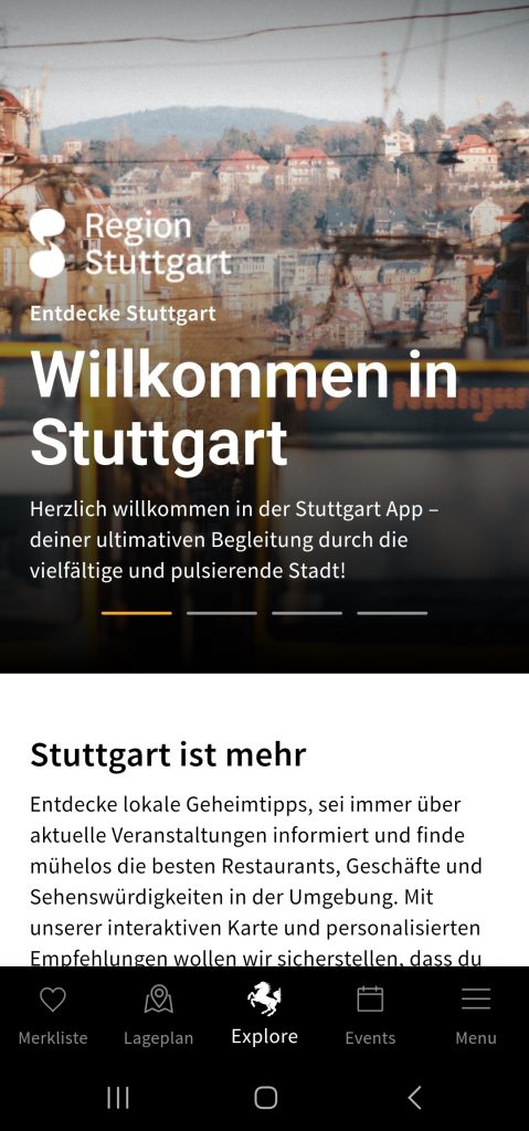 Stuttgart entdecken leicht gemacht: "Stuttgart Guide"-App – der digitale Touristenführer durch die Landeshauptstadt ScreenshotStuttgartGuide StuttgartMarketingGmbH