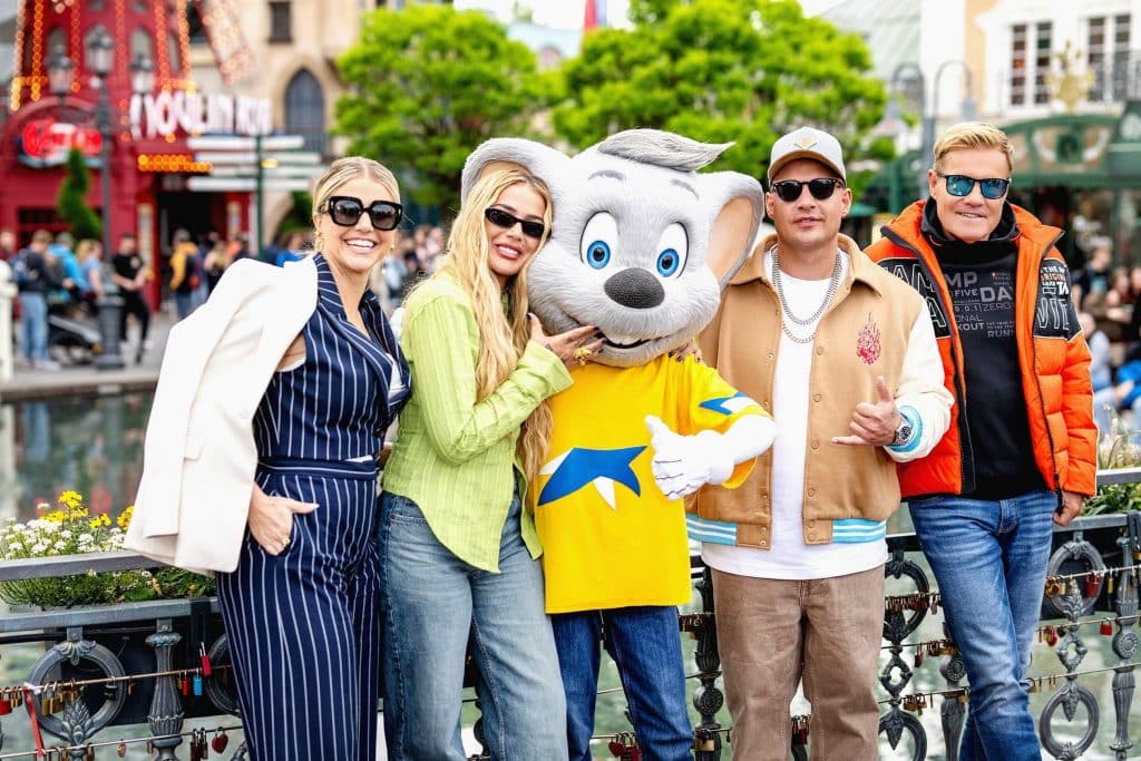 DSDS 2024: 10.000 Talente bei Castings im Europa-Park – Dieter Bohlen begeistert, im September geht’s los auf RTL und RTL+ 2 29.04.2024, Rust: (v.l.) Schlagersängerin Beatrice Egli, Rapperin Loredana, Sänger Pietro Lombardi und DSDS-Chefjuror Dieter Bohlen