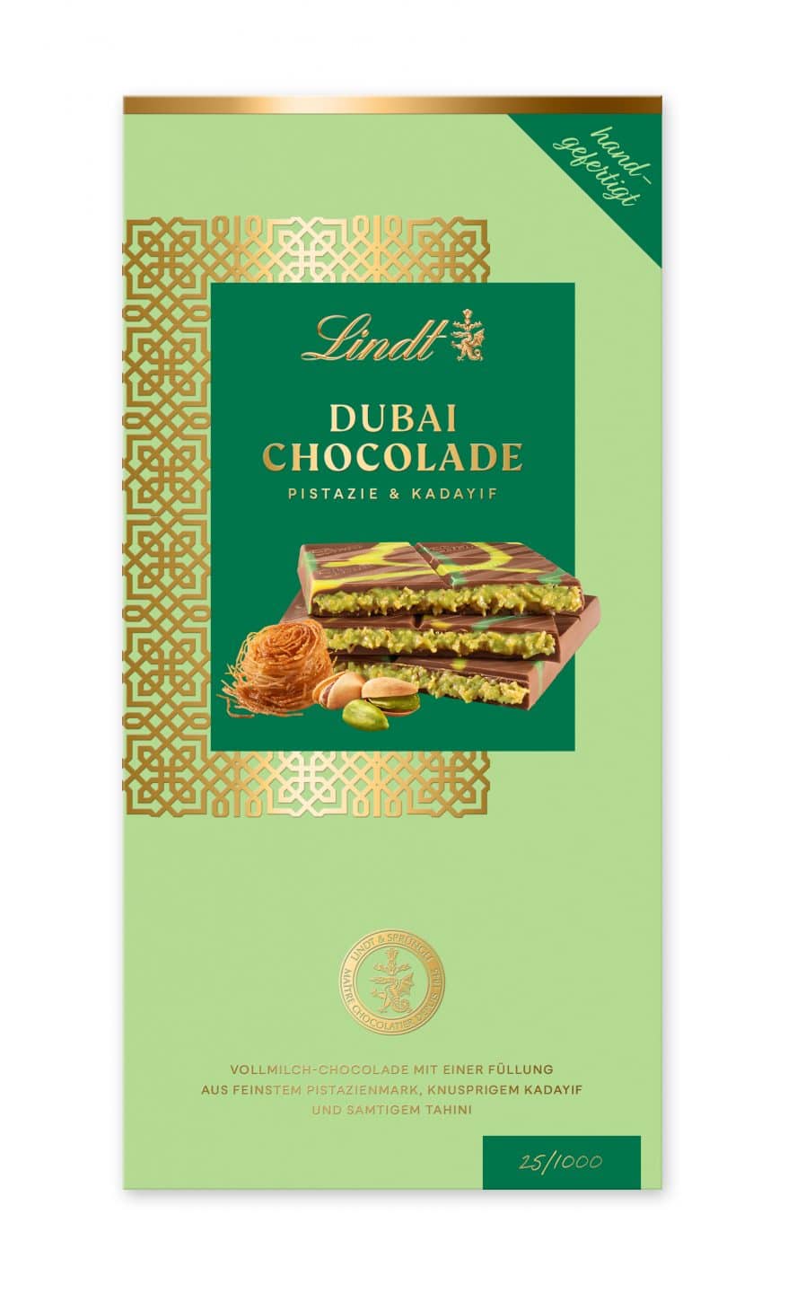 Hype um Dubai-Schokolade: Lindt bringt stark limitierte Edition nach Deutschland! LINDT DUBAI SCHOKOLDE IW B RET 01 Pack