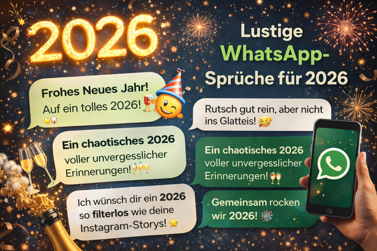 WhatsApp-Kracher zum Jahreswechsel: 34 Silvester-Sprüche für 2026!