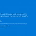 Blauer Bildschirm mit Fehlermeldung (Blue Screen of Death) von Windows. Text informiert darüber, dass der PC auf ein Problem gestoßen ist und neu gestartet werden muss. Fehlercode: CRITICAL_PROCESS_DIED. Fortschrittsanzeige bei 20 % und QR-Code für weitere Informationen.