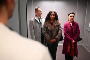 V.l.: Johannes Hagedorn (Maximilian Schneider), Kilian (Marc Dumitru), Imani (Féréba Koné), Simone (Tatjana Clasing)