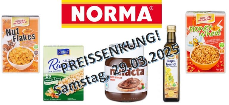 NORMA senkt Preise zum Wochenende – bis zu 22,5 % Rabatt auf Frühstück, Öl und Honig!
