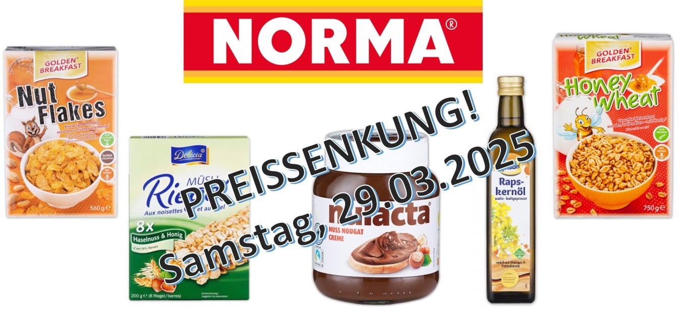 NORMA senkt Preise zum Wochenende – bis zu 22,5 % Rabatt auf Frühstück, Öl und Honig!