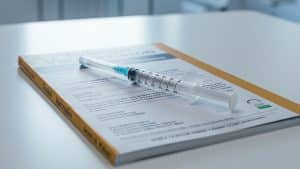 Ein Spritzer zur Impfung auf einem Tisch