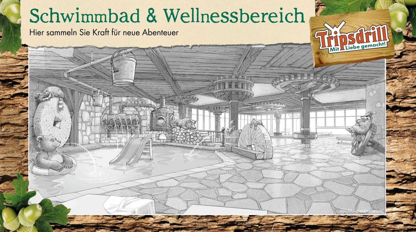 Tripsdrill startet Mega-Projekt: Was entsteht auf der Großbaustelle neben dem Wildparadies? Bauprojekt Skizze Schwimmbad Welllnessbereich