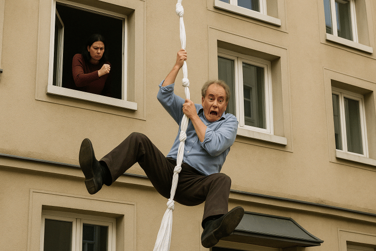 Bei Seitensprung erwischt! Panik vor Ehefrau – Mann (66) seilt sich mit Laken ab und stürzt 10 Meter tief!