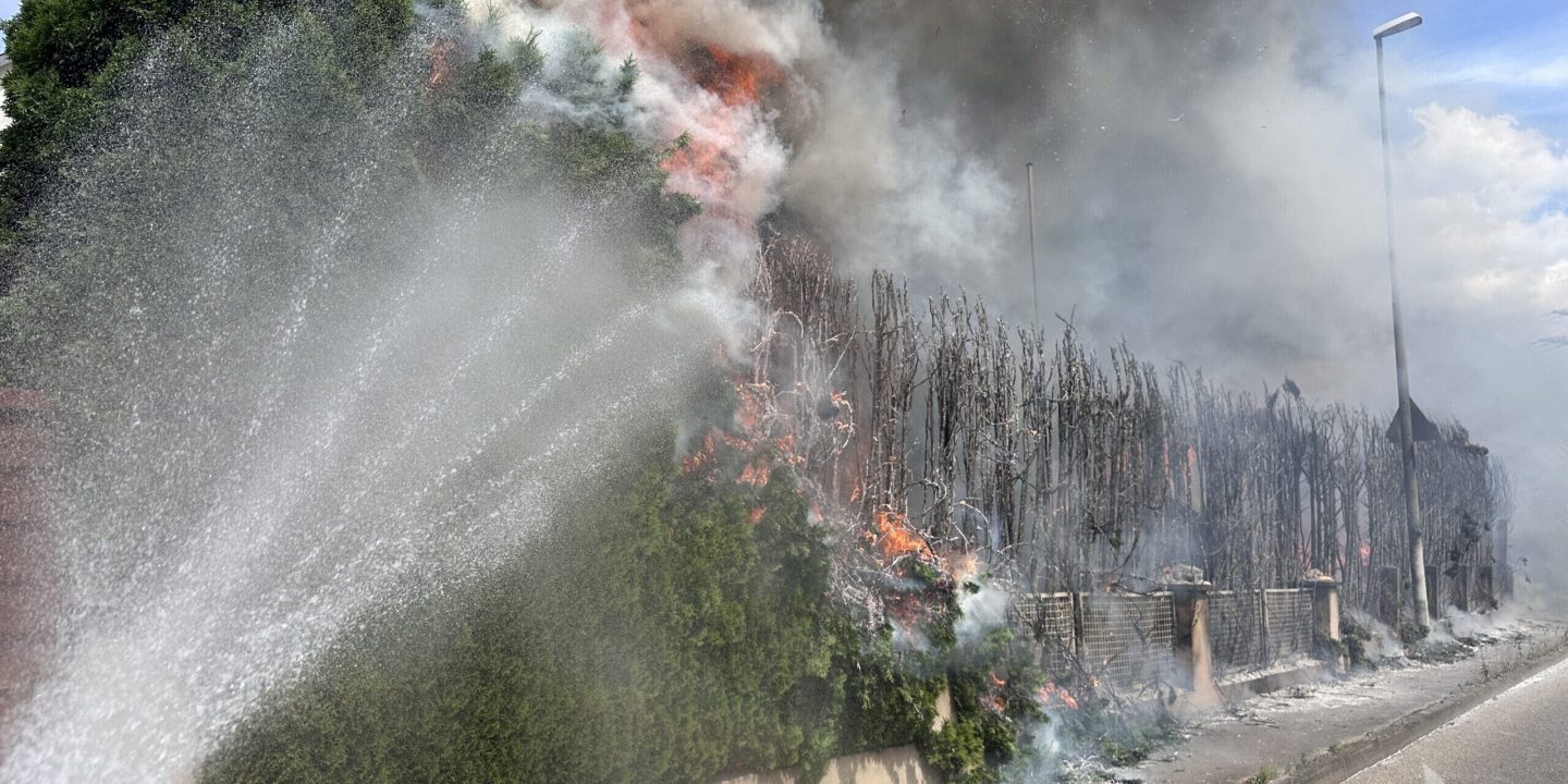 Kirchheim unter Teck: Grillnachmittag endet mit Flammen-Inferno – 50-Meter-Hecke zerstört, drei verletzt!