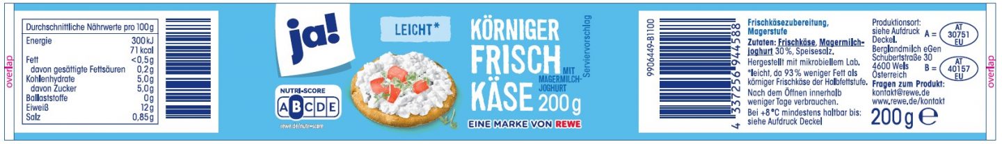 Verletzungsgefahr: Rückruf bei Rewe – ja! körniger Frischkäse wegen Metallteilen zurückgerufen Screenshot 2025 08 04 151643