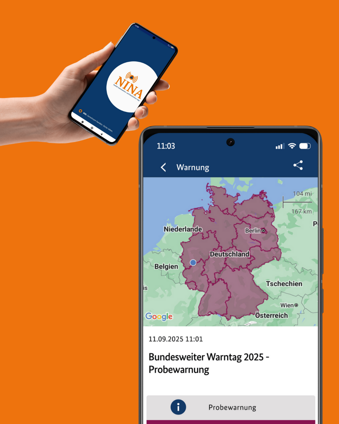 Bundesweiter Warntag heute: Sirenen, Handy-Alarm & Co. um 11 Uhr – auch Baden-Württemberg testet den Ernstfall NINA Mock up 1 4 5.png