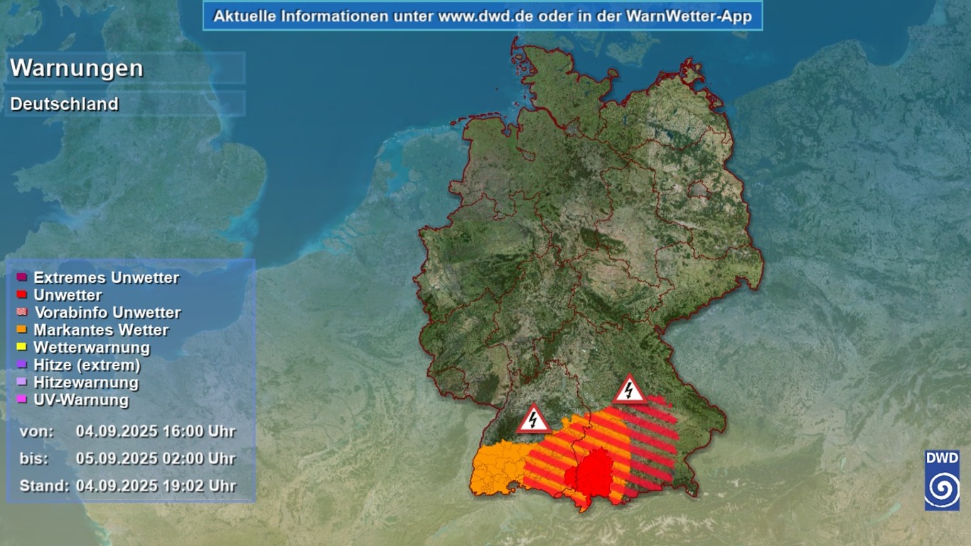 Alarmstufe Rot in Baden-Württemberg: DWD warnt vor heftigem Gewitter mit Hagel und Sturm - diese Landkreise sind betroffen SchilderD