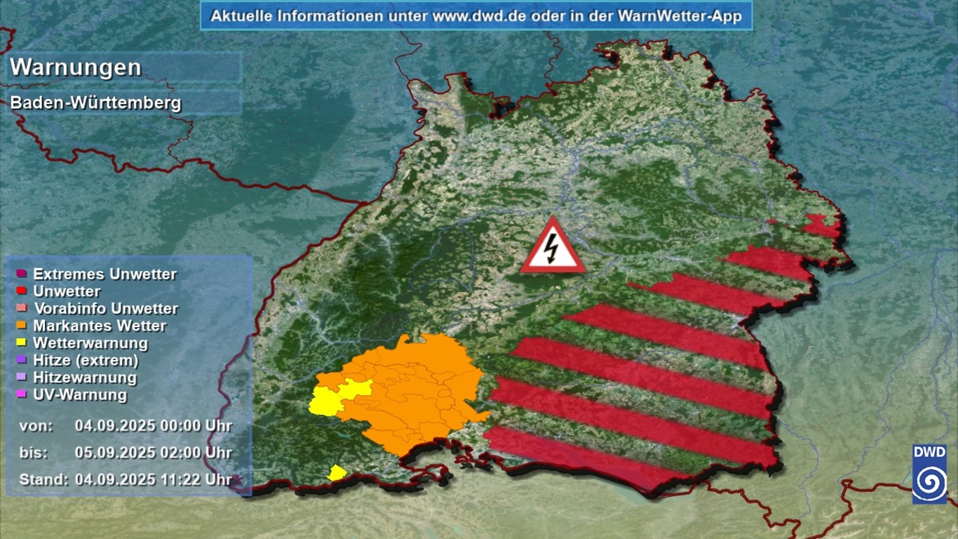 Heute kracht es heftig im Süden – Hagel, Orkanböen und Starkregen drohen SchilderSU