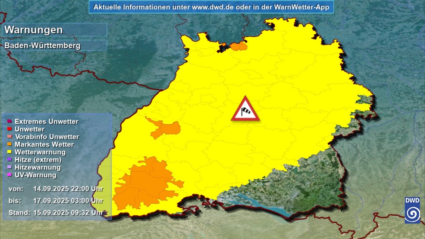 Sturmtief im Anflug: DWD warnt vor gefährlichen Sturmböen bis 90 km/h in Baden-Württemberg SchilderSU 2