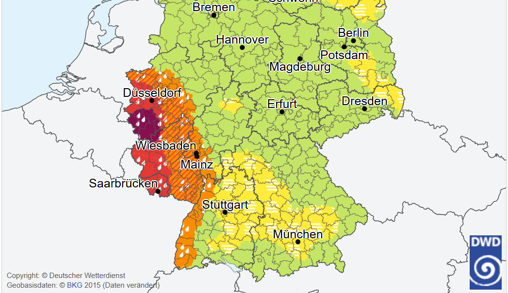 DWD ruft höchste Unwetter-Warnstufe aus: Deutschland droht Starkregen-Katastrophe