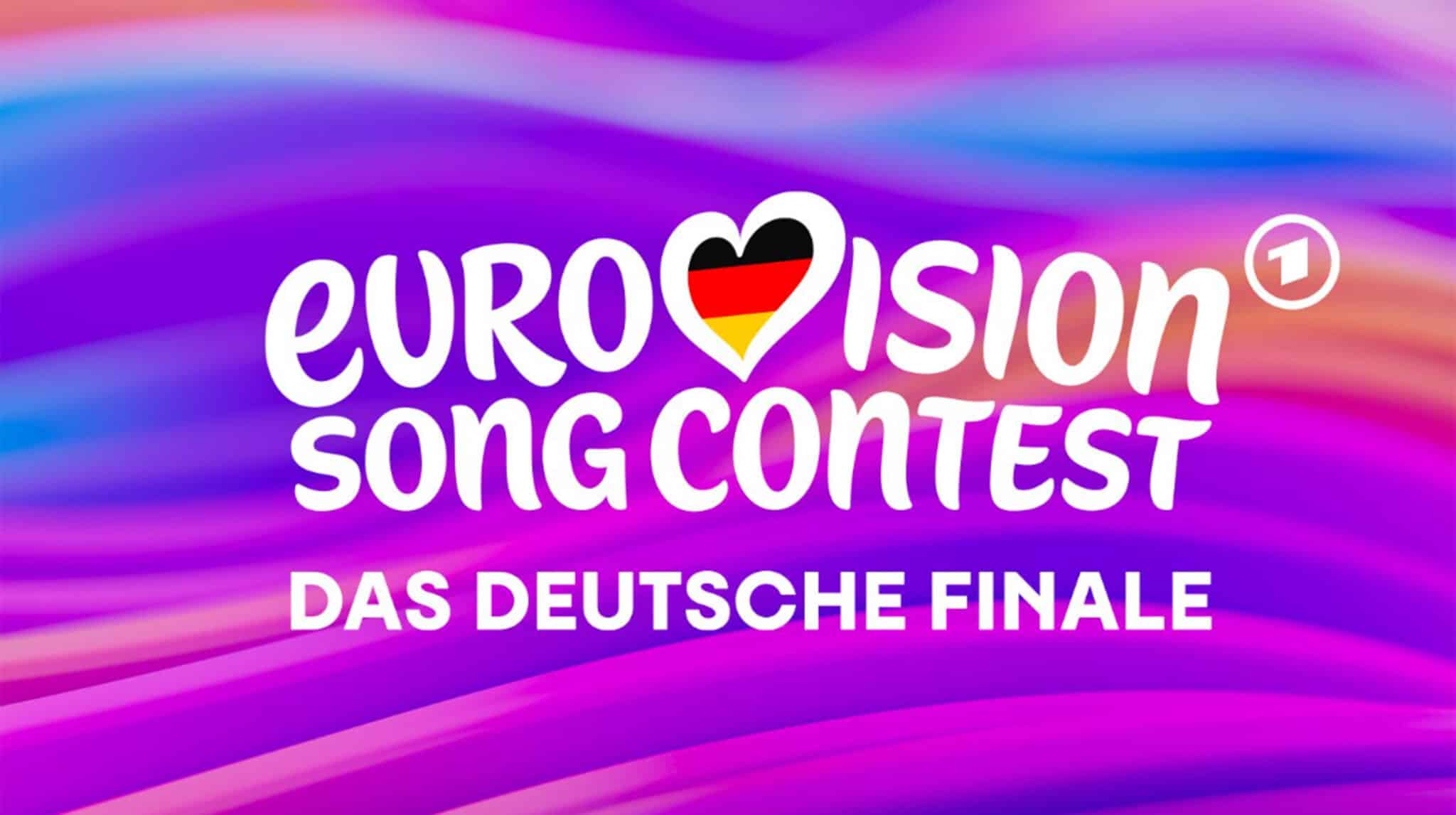 Logo des Eurovision Song Contest mit buntem Hintergrund.