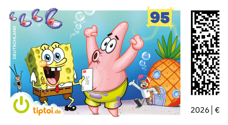 SpongeBob und Patrick feiern mit einer Ananas im Hintergrund.