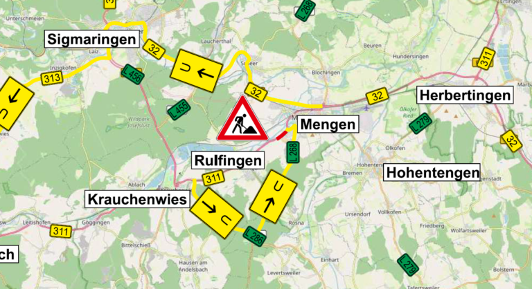 B 311 bei Meßkirch: Vollsperrung bis Ende Oktober – diese Umleitung gilt