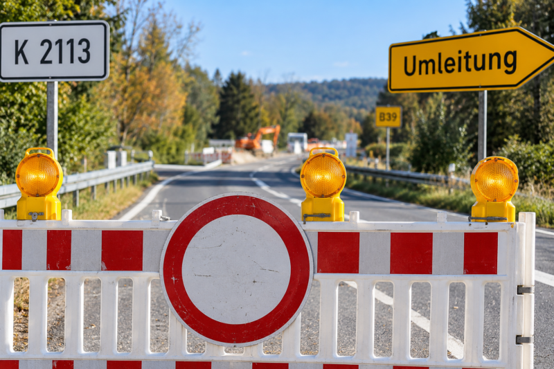 K2113 bei Ellhofen bleibt gesperrt – Umleitung führt über B39