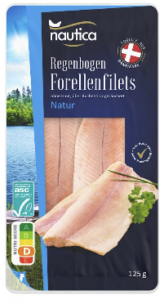 Zurückgerufene Nautica Regenbogen-Forellenfilets Natur, 125 Gramm