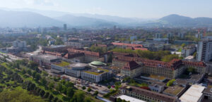 Luftaufnahme des Universitätsklinikums Freiburg, Archivbild
